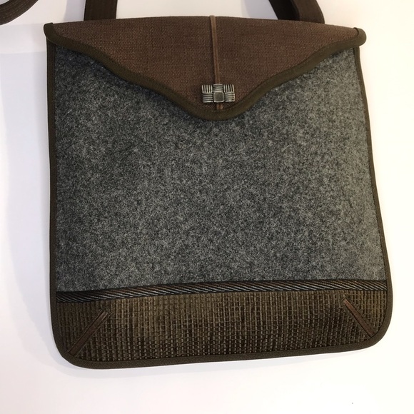 Material Things Unisex Crossbody Gray Brown Bag - Picture 2 of 8